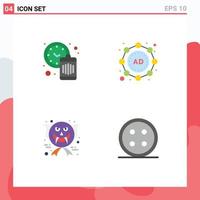 4 Universal Flat Icon Signs Symbols of clock ghost waste strategy accessories Editable Vector Design Elements