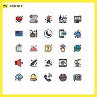 Universal Icon Symbols Group of 25 Modern Filled line Flat Colors of stars rating campfire ranking hub Editable Vector Design Elements