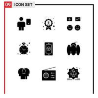 9 Creative Icons Modern Signs and Symbols of clock alarm employee add sad Editable Vector Design Elements