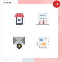 Modern Set of 4 Flat Icons and symbols such as online message analytics file back to school Editable Vector Design Elements