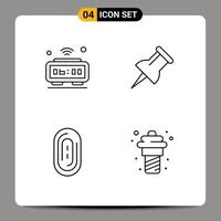 Pictogram Set of 4 Simple Filledline Flat Colors of alarm touch iot pin food Editable Vector Design Elements