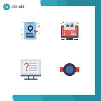 Pack of 4 Modern Flat Icons Signs and Symbols for Web Print Media such as book cab computer learning webinar desktop Editable Vector Design Elements