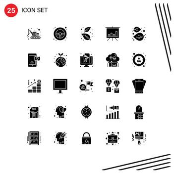 Modern Set of 25 Solid Glyphs and symbols such as linden autumn autumn presentation analytics Editable Vector Design Elements