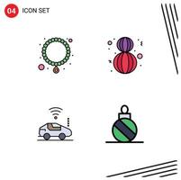 4 Universal Filledline Flat Colors Set for Web and Mobile Applications jewelry wifi eight march woman ball Editable Vector Design Elements