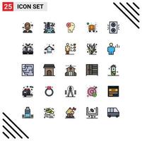 25 User Interface Filled line Flat Color Pack of modern Signs and Symbols of luggage cart brain thinking mark Editable Vector Design Elements