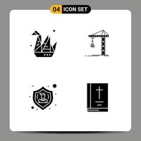 Group of 4 Solid Glyphs Signs and Symbols for design action paper construction protect Editable Vector Design Elements