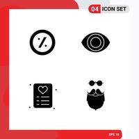 Pictogram Set of 4 Simple Solid Glyphs of ecommerce hipster eye love beared Editable Vector Design Elements