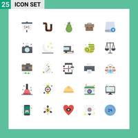 25 User Interface Flat Color Pack of modern Signs and Symbols of computers business water briefcase pear Editable Vector Design Elements