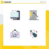 Group of 4 Modern Flat Icons Set for computer map bucket development photo Editable Vector Design Elements