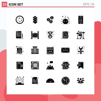 usuario interfaz paquete de 25 básico sólido glifos de solicitud insecto atención grupo Víspera de Todos los Santos moderno editable vector diseño elementos