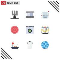 Pictogram Set of 9 Simple Flat Colors of time page milk jug interface sport Editable Vector Design Elements