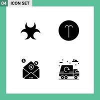 Pictogram Set of 4 Simple Solid Glyphs of bio investment science symbolism message Editable Vector Design Elements