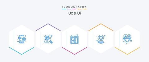 Ux And Ui 25 Blue icon pack including conversion. pin. flow. map. website vector