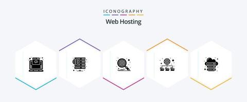 Web Hosting 25 Glyph icon pack including internet. database. web. network. database vector