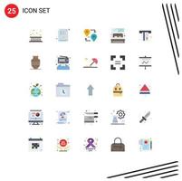 Mobile Interface Flat Color Set of 25 Pictograms of atm room wish list hotel travel Editable Vector Design Elements