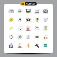 Set of 25 Modern UI Icons Symbols Signs for reduction monitor email money message html Editable Vector Design Elements