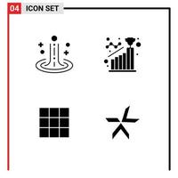 Mobile Interface Solid Glyph Set of Pictograms of effect menu water goal basic Editable Vector Design Elements