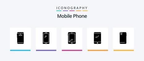 Mobile Phone Glyph 5 Icon Pack Including . android. back. mobile. Creative Icons Design vector