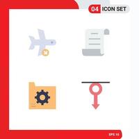 4 Thematic Vector Flat Icons and Editable Symbols of flight data transport log document Editable Vector Design Elements