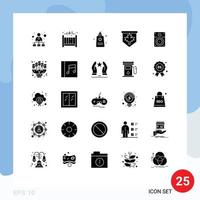 Group of 25 Modern Solid Glyphs Set for loud sign fountain canada tag Editable Vector Design Elements