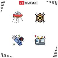 4 Creative Icons Modern Signs and Symbols of space ship malware rocket printing usb Editable Vector Design Elements