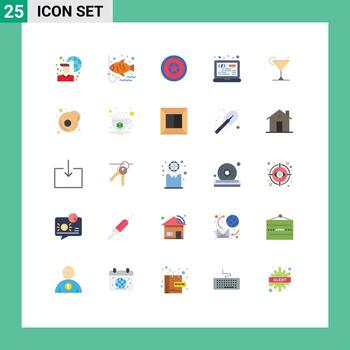 grupo de 25 plano colores señales y símbolos para jugo html fiesta programación codificación editable vector diseño elementos