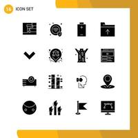 Universal Icon Symbols Group of 16 Modern Solid Glyphs of pin back electric down get Editable Vector Design Elements