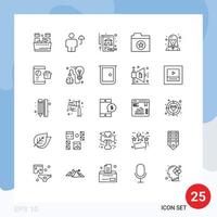 25 universal líneas conjunto para web y móvil aplicaciones estudiante hembra paraguas estrella favorito editable vector diseño elementos