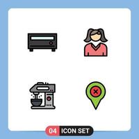 Modern Set of 4 Filledline Flat Colors and symbols such as amplifier drink female cafe pin Editable Vector Design Elements
