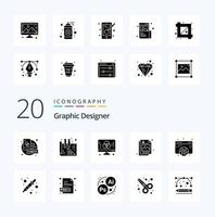 20 Graphic Designer Solid Glyph icon Pack like fine arts design development image graphic vector