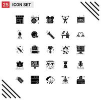 Modern Set of 25 Solid Glyphs and symbols such as avatar athlete palette shirt day Editable Vector Design Elements