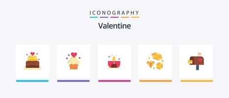 Valentine Flat 5 Icon Pack Including candle. day. cake. valentines. sweets. Creative Icons Design vector