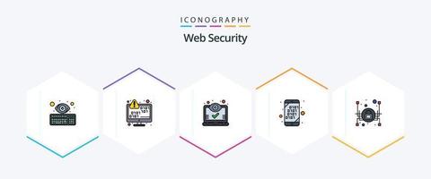 Web Security 25 FilledLine icon pack including mobile. binary. encryption. views. screen vector