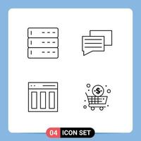 valores vector icono paquete de 4 4 línea señales y símbolos para administración contenido servidor mensaje usuario editable vector diseño elementos