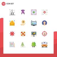 Group of 16 Flat Colors Signs and Symbols for wifi record solidarity iot point Editable Pack of Creative Vector Design Elements