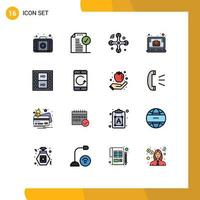 Universal Icon Symbols Group of 16 Modern Flat Color Filled Lines of media office case communications laptop brief Editable Creative Vector Design Elements