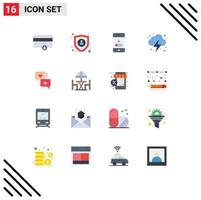 Set of 16 Modern UI Icons Symbols Signs for heart chat phone cloud energy Editable Pack of Creative Vector Design Elements