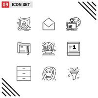 Modern Set of 9 Outlines and symbols such as christmas storage outsourcing server data Editable Vector Design Elements