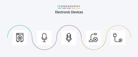 Devices Line 5 Icon Pack Including cord. microphone. live. hardware. devices vector