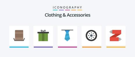 Clothing and Accessories Flat 5 Icon Pack Including footwear. clothes. necktie. accessories. velg. Creative Icons Design vector