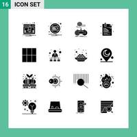 Set of 16 Modern UI Icons Symbols Signs for pin files game document online Editable Vector Design Elements