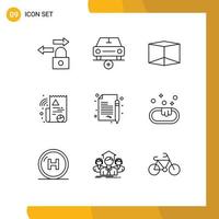 Group of 9 Outlines Signs and Symbols for soap contract box business file Editable Vector Design Elements