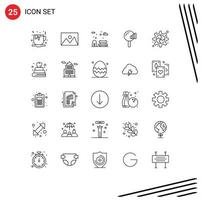 Group of 25 Modern Lines Set for process signal photo service find Editable Vector Design Elements