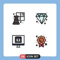 4 Creative Icons Modern Signs and Symbols of chess valentine diamond calendar quality Editable Vector Design Elements