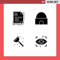 4 User Interface Solid Glyph Pack of modern Signs and Symbols of contract real estate agreement historical building plumber Editable Vector Design Elements