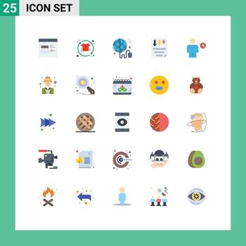 25 User Interface Flat Color Pack of modern Signs and Symbols of paper low shirt data wifi Editable Vector Design Elements