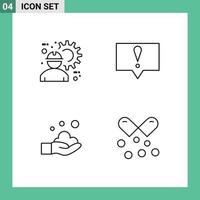 Set of 4 Commercial Filledline Flat Colors pack for architect hand labour bubble wash Editable Vector Design Elements