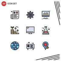 9 Creative Icons Modern Signs and Symbols of computer investment analytics growth stats Editable Vector Design Elements