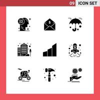 9 Solid Glyph concept for Websites Mobile and Apps architecture company money enterprise umbrella Editable Vector Design Elements