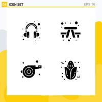 Set of Commercial Solid Glyphs pack for headset whistle bench travel cob Editable Vector Design Elements